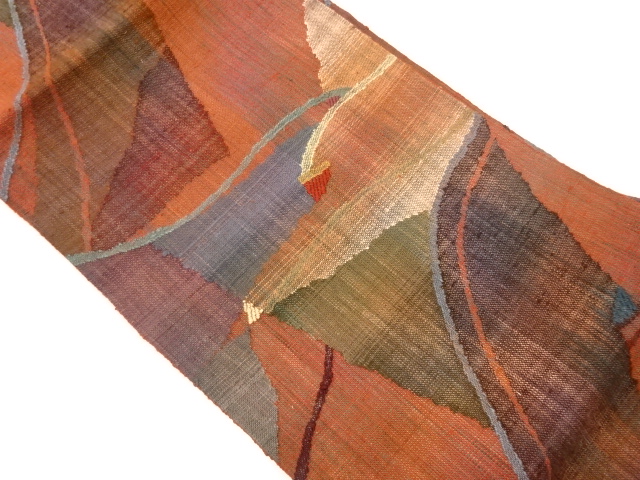 JAPANESE NAGOYA OBI / MAWATA TSUMUGI / WOVEN WAVY STRIPE